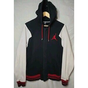 Nike Air Jordan Jumpman Hoodie SweatShirt Snap, Sz Medium, Black/White Read Desc